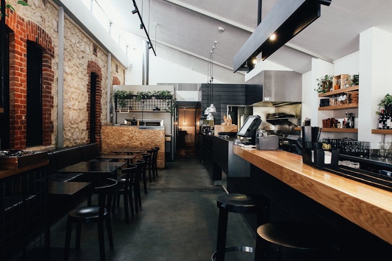 Inside Pequod's pizza restaurant kitchen